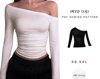 Off-Shoulder Top Sewing Pattern: Beginner Friendly, XS-XXL (Digital PDF Download