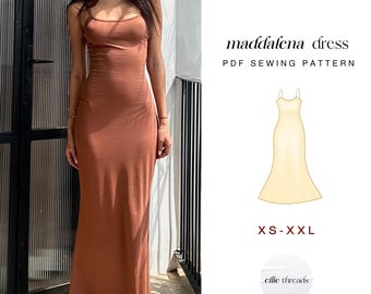 A-Line Bodycon Maxi Dress | XS-XXL | Instant Download | Easy Digital PDF | Sewing Pattern | Beginner Friendly