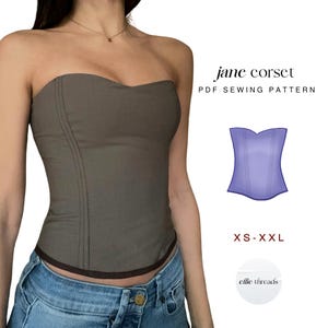 Patron de couture de corset sans bretelles : décolleté en cœur, TP-XXL (téléchargement PDF numérique