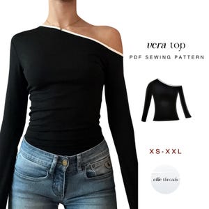 Long-sleeve Off the Shoulder Top Pattern | XS-XXL | Instant Download | Easy Digital PDF | Sewing Pattern | Beginner Friendly