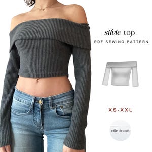 Fold Over Off Shoulder Long-sleeve Top Pattern | XS-XXL | Instant Download | Easy Digital PDF | Sewing Pattern | Beginner Friendly