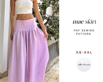 Drop Waist Gathered Maxi Skirt Sewing Pattern: Beginner Friendly (Digital PDF Download, XS-XXL)