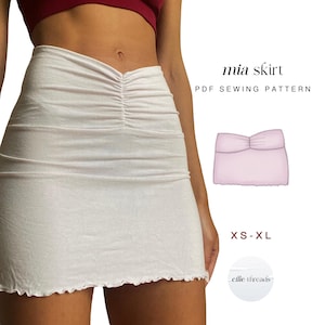 Y2K Ruched Mini Skirt Sewing Pattern | XS-XL | Instant Download | Easy Digital PDF | Sewing Pattern | Beginner Friendly
