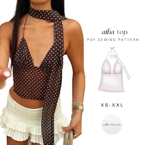 Neck Scarf Top Sewing Pattern: Back Tie, Beginner Friendly (Digital PDF Download XS-XXL)