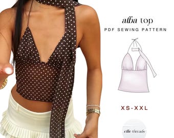 Neck Scarf Top Sewing Pattern: Back Tie, Beginner Friendly (Digital PDF Download XS-XXL)