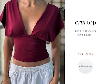Gathered V-Neck Top | XS-XXL | Easy Digital PDF | Beginner Friendly Sewing Pattern