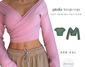 Wrap Top Sewing Pattern: Multi-Wearable PDF (XXS-XXL Instant Download)