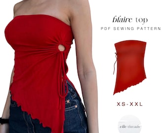 Strapless Asymmetric Top | XS-XXL | Instant Download | Easy Digital PDF | Sewing Pattern | Beginner Friendly