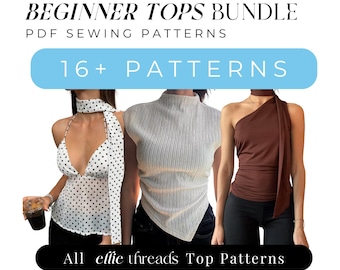 Beginner Sewing Pattern Bundle: 16+ Easy PDF Patterns, XS-XXL, Top Bundle (Digital Download)