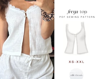 Linen Lace Trim Top Sewing Pattern: Easy Digital PDF (XS-XXL) Beginner Friendly