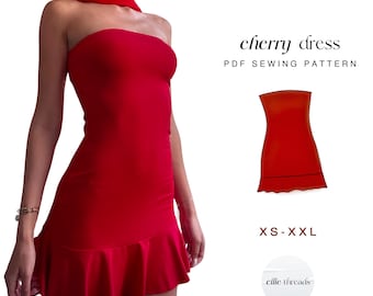 Strapless Ruffled Dress Sewing Pattern: Beginner Friendly (Digital PDF Download, XS-XXL)