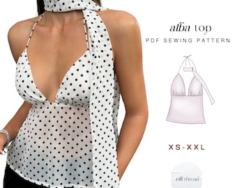 Neck Scarf Top Sewing Pattern: Back Tie, Beginner Friendly (Digital PDF Download XS-XXL)
