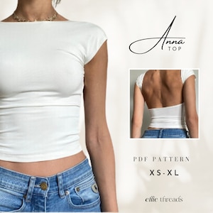 PDF Fae Top Digital SEWING Pattern Y2K Cutout Backless Crop Shirt