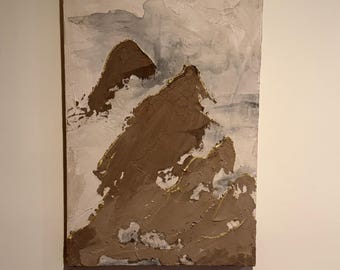 Coffee Mountains - Organic pigments, paste, and acrylic. - 24 x 36 x 2