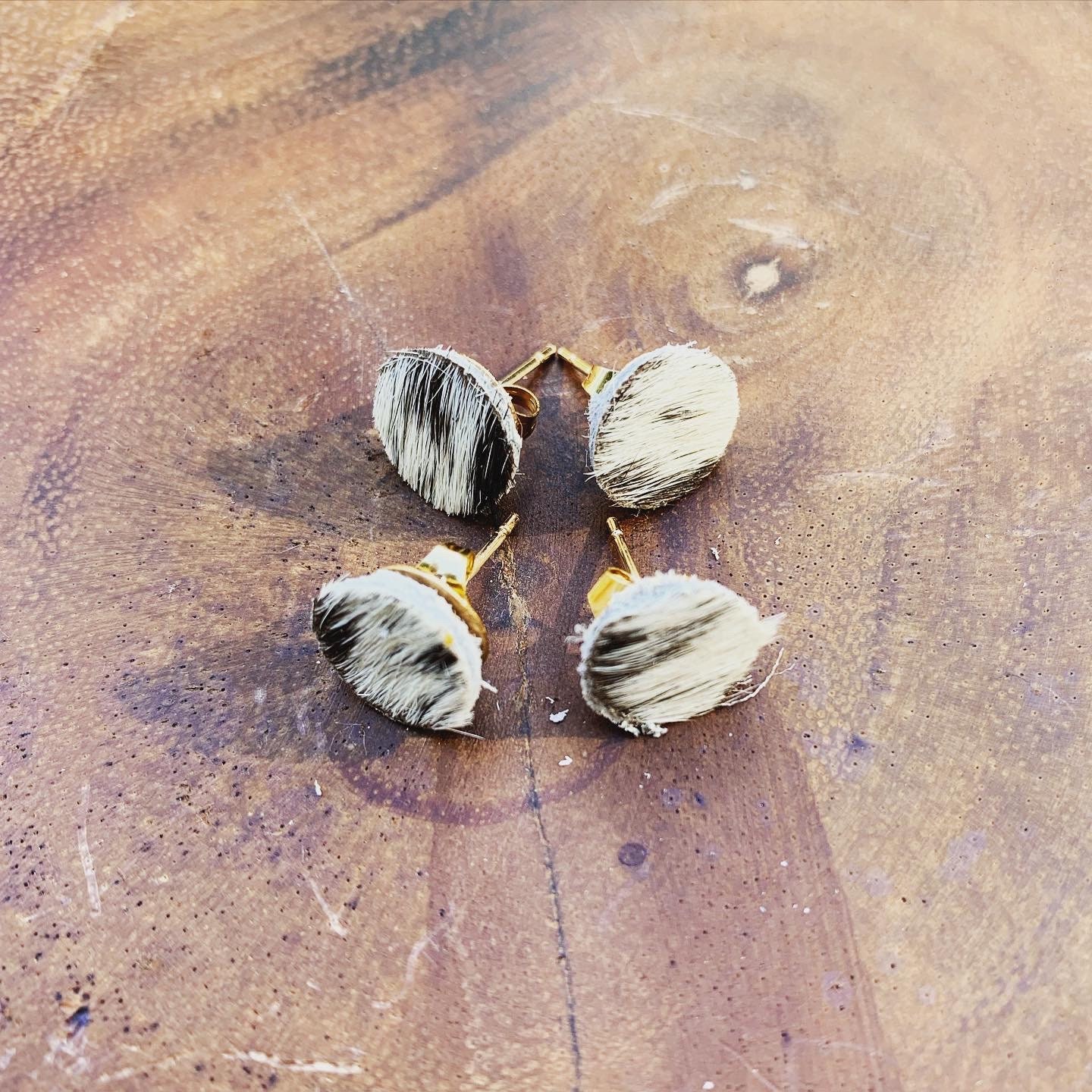 Cow Hide stud earrings Etsy