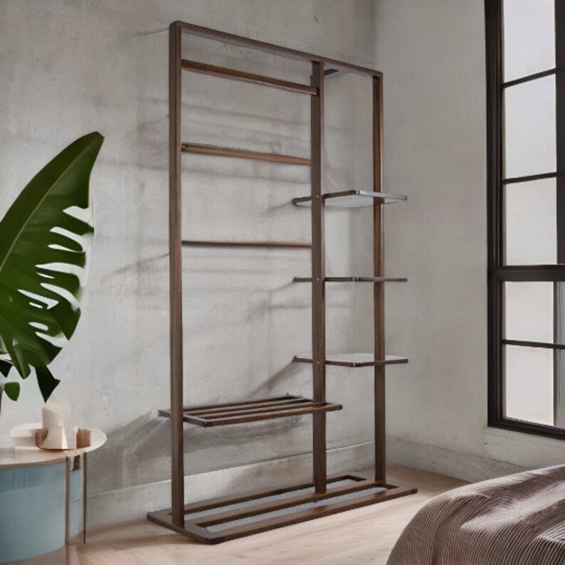 Rustic Industrial Wooden Garment Rack Rail Clothes Shoe Etsy UK