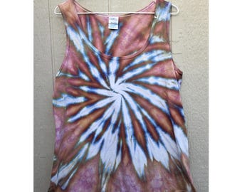 Women's XL Ice Tie Dye Tank Top - Ladies Style 100% Cotton Hand Dyed Ice Dyed Tank Top Made by an Artist in the Pacific Northwest