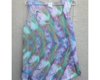 Women's XL Ice Tie Dye Tank Top - Ladies Style 100% Cotton Hand Dyed Ice Dyed Tank Top Made by an Artist in the Pacific Northwest