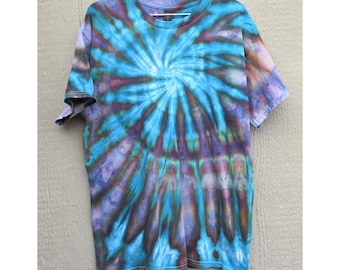 Duża koszulka Ice Tie Dye - Unisex, 100% bawełniana koszulka, ręcznie farbowana przez artystę z Pacyficznego Północnego Zachodu - gotowa do wysyłki