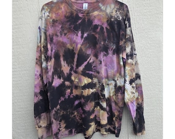 Medium Reverse Ice Tie Dye Long Sleeve Tshirt - Hand Dyed in the Pacific Northwest USA by an Artist, Hippie Vibes, Boho Tees, Festival Wear