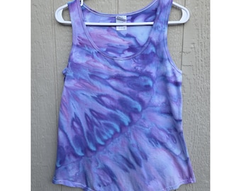 Women's M Ice Tie Dye Tank Top - Ladies Style 100% Cotton Hand Dyed Ice Dyed Tank Top Made by an Artist in the Pacific Northwest
