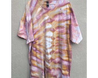 Koszulka 2XL Ice Tie Dye – unisex, 100% bawełny, farbowana ręcznie przez artystę z północno-zachodniego Pacyfiku – odzież festiwalowa, koszulka tie-dye