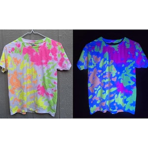 Youth Small Blacklight Tie Dye Shirt - Unisex 100% Cotton T-Shirt Hand Dyed with UV-Reactive Glowing Dyes, Neon TieDye, Psychedelic Clothing
