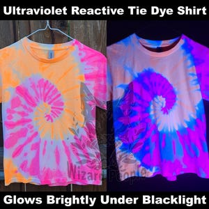 Youth S Blacklight Tie Dye Shirt - Unisex 100% Cotton Shirt Hand Dyed with UV-Reactive Glowing Dyes - Ready to Ship