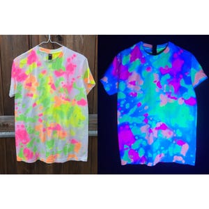 Small Blacklight Tie Dye Shirt - Unisex 100% Cotton T-Shirt Hand Dyed with UV-Reactive Glowing Dyes, Neon TieDye, Psychedelic Clothing