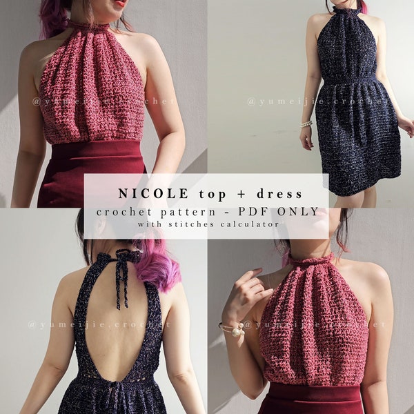 crochet top/dress pattern | crochet top pattern | Nicole top / Nicole dress / halter top crochet pattern / crochet summer top / halter dress