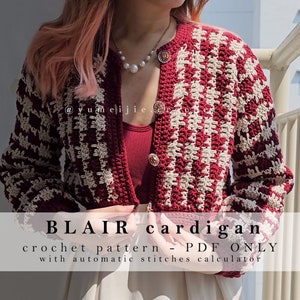 crochet cardigan pattern | BLAIR cardigan | lady jacket / crochet jacket pattern / crochet sweater / crochet shirt / round neck cardigan /