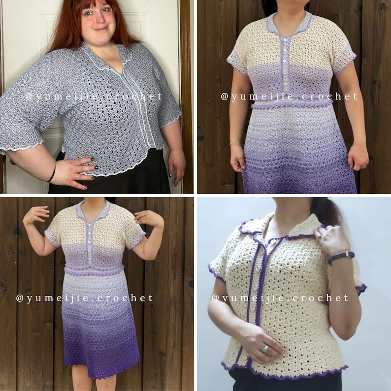 Gab Patterns No-sew Crochet Shirt Dress Pattern: Mariette 3-in-1, Size Inclusive ...