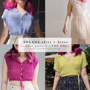 beginner friendly crochet shirt pattern | solana shirt | summer top /  crochet dress / crochet polo / crochet wrap top / crochet cardigan