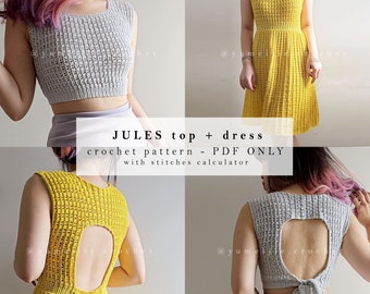 Easy crochet top pattern | JULES TOP and DRESS | crochet dress pattern /  crochet top pattern / ribbed stitches / easy to follow pattern