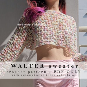 No-sew crochet sweater pattern | WALTER mesh sweater | crochet tee / shrug sleeves / crochet pullover / beach cover / worsted weight / dk