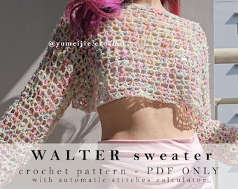 No-sew crochet sweater pattern | WALTER mesh sweater | crochet tee / shrug sleeves / crochet pullover / beach cover / worsted weight / dk