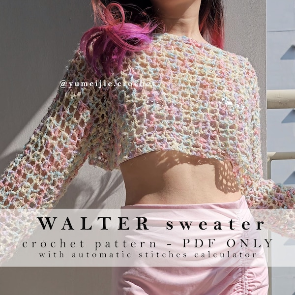 Modèle de pull au crochet sans couture | Pull en maille WALTER | tee-shirt au crochet / manches haussement d’épaules / pull au crochet / couverture de plage / poids peigné / dk