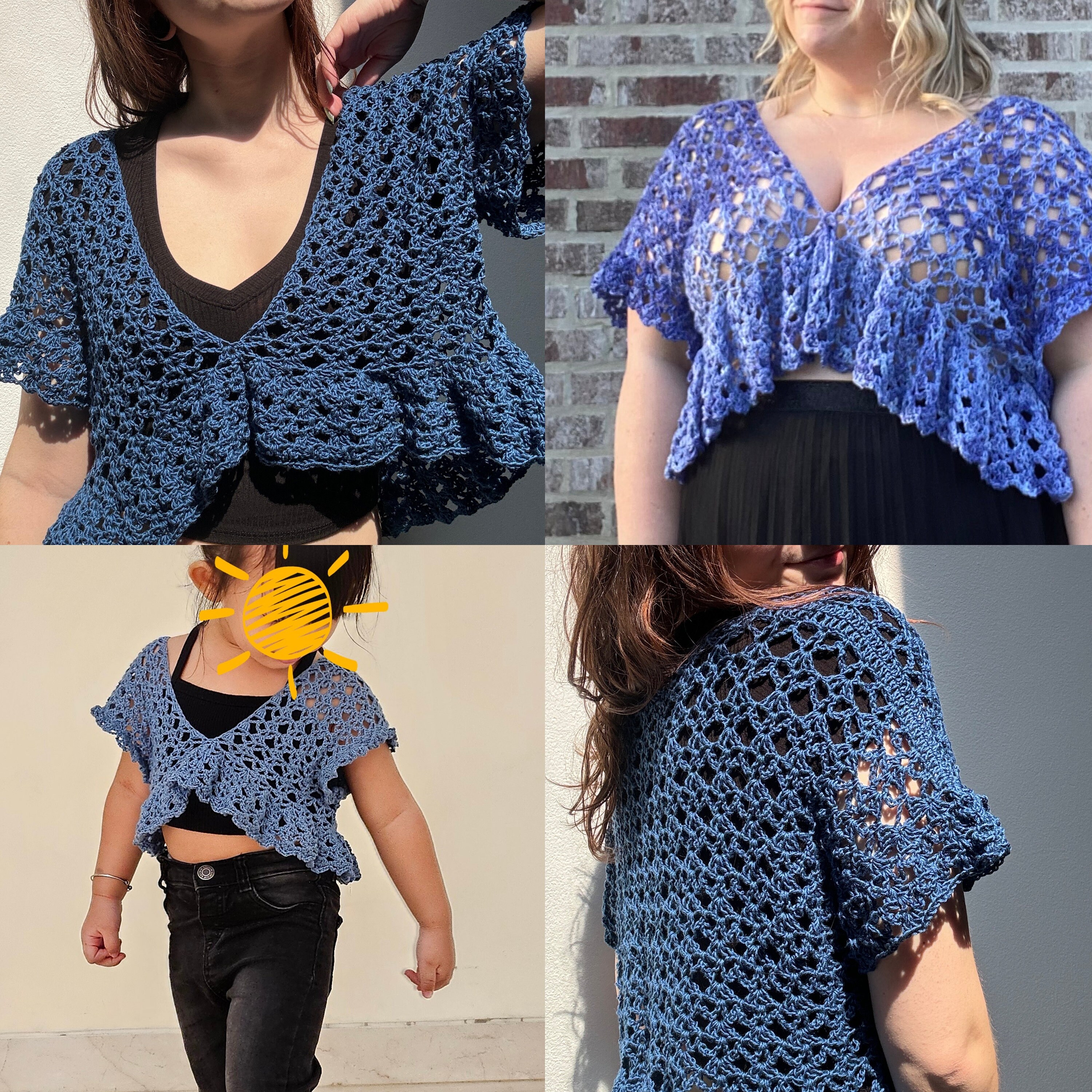 トップス Crochet frill knit tops andmary ANDMARY】Crochet frill knit tops
