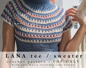 top down crochet sweater pattern | LANA sweater | No-sew crochet pattern / crochet pullover / crochet jumper pattern / crochet yoke pattern