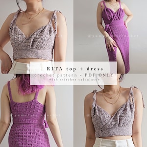No sew crochet pattern | RITA top + dress | crochet wrap top / crochet dress pattern / crochet summer top / crochet crop top