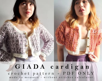 crochet cardigan pattern | giada cardigan | crochet sweater | round neck cardigan | oversized cardigan | balloon sleeve | tweed jacket