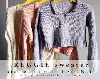 crochet sweater pattern | REGGIE sweater | crochet polo / crochet pullover / crochet tee / crochet jumper / worsted weight / DK weight