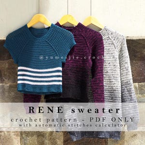 RENE sweater | Unisex square yoke Pullover, top down raglan jumper (PDF Pattern)