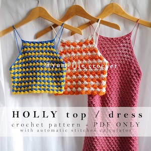 crochet top pattern | HOLLY top | crochet halter neck top / crochet bodycon dress / crochet summer top / crochet crop top / crochet bralette