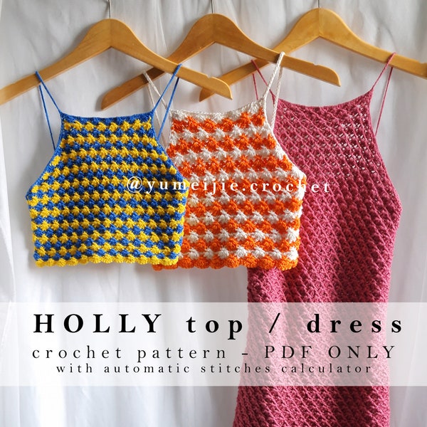 crochet top pattern | HOLLY top | crochet halter neck top / crochet dress pattern / crochet summer top / crochet crop top / crochet bralette
