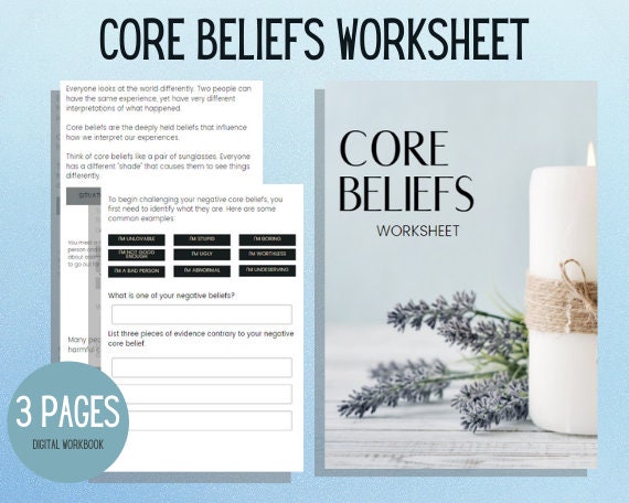 Core Beliefs Worksheet | Etsy