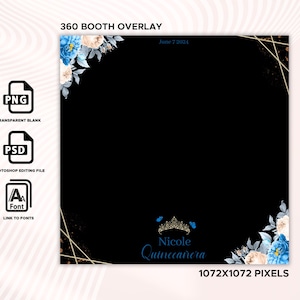 Quinceañera 360 booth overlay, sweet 16 360 Booth Template, 360 Booth, Photobooth template, Video Overlay, Quinceañera 360 Video Overlay