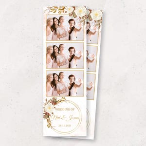 Plantilla de fotomatón para bodas / Plantilla rústica de fotomatón para bodas otoñales / Superposición de fotomatón de 2x6 / Descarga instantánea PNG, PSD