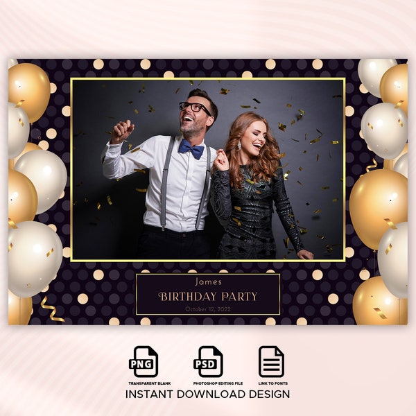 Photo Booth Template, Birthday Photo Booth Template, Party Birthday Photo Booth Template, Birthday photobooth templates, 4x6 Overlay