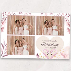 Photobooth Template | Tropical Flamingo Wedding Photo Booth Template | Bridal Shower & Summer Wedding | 4x6 Photo Booth Overlay